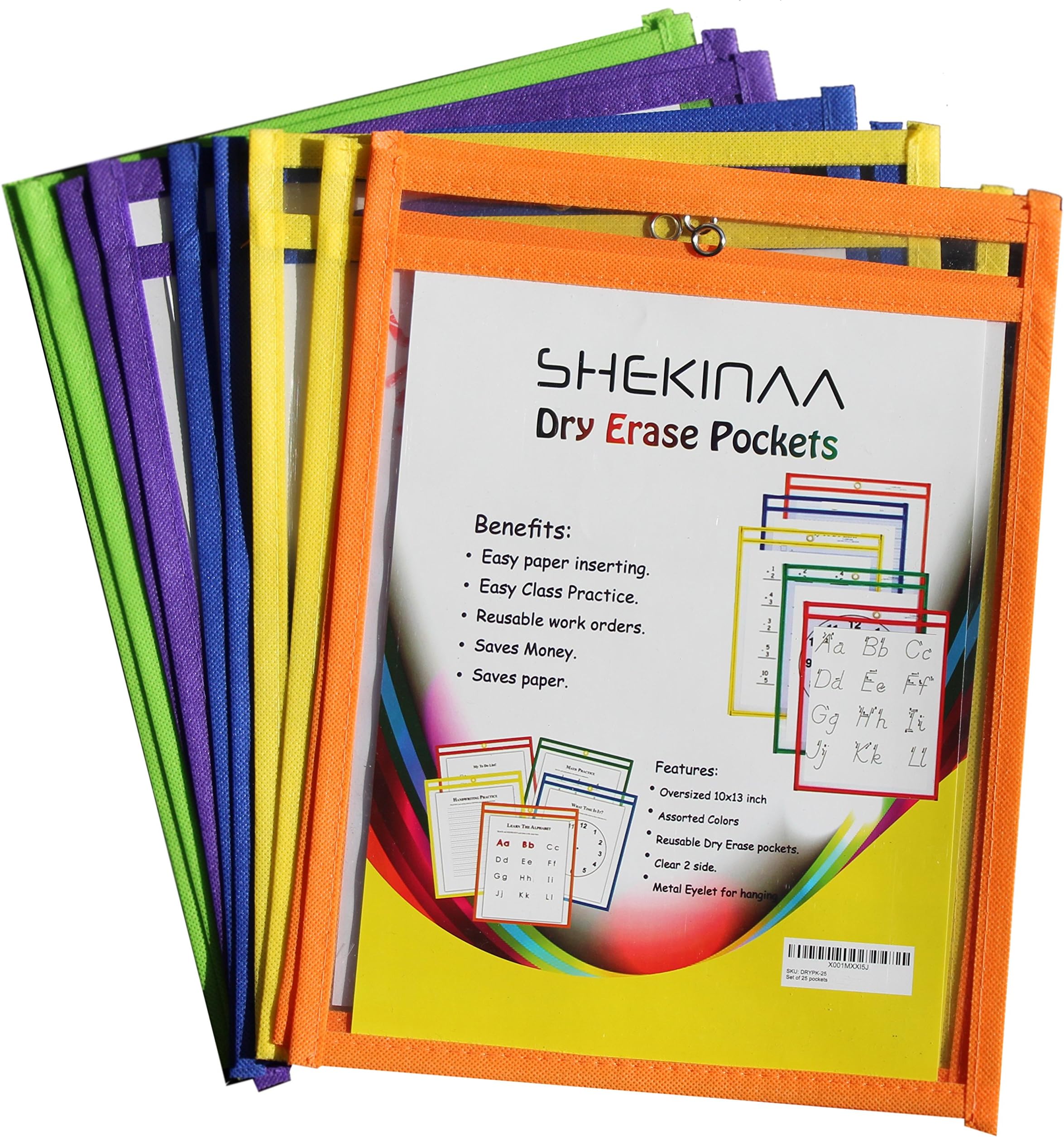 Dry Erase Pockets - 10 Pack Reusable Oversized Pouches 10x13 inch - Write and Wipe Sleeves - Erasable Folder Easy Insert - School Supply