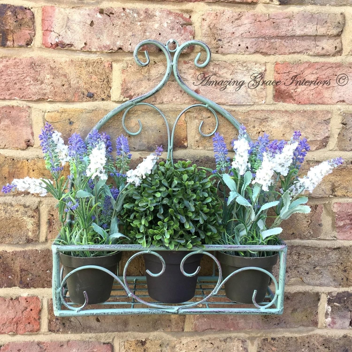Vintage Country Style Green Metal Garden Wall Planter Hanging Basket Pot Holder Amazon Co Uk Garden Outdoors