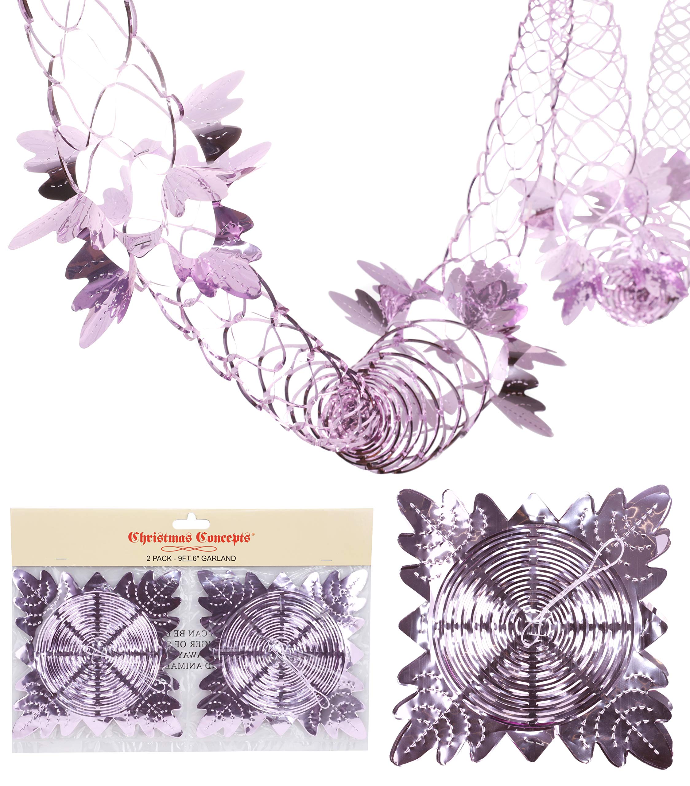 Christmas Concepts® Pack Of 2 2.7m (9ft) Garland Festive Hanging Decorations - Christmas Decorations (BABY PINK)