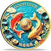 Koi Fish Lucky Coin - Symbol of Prosperity &amp; Fortune, Lottery Ticket Scratcher Tool, Good Luck Charm Challenge Coin, Chinese New Year Gift