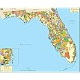 Florida Zip Code Map (36" W x 29" H)