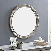FirsTime & Co. Gray Clybourne Wall Mirror, Vintage Decor for Bedroom and Bathroom Vanity, Round, Wood, Farmhouse, 30 Inches, 