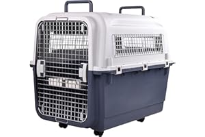 Elevon Plastic Kennels Pet Carrier Rolling Plastic Airline Approved Wire Door Travel Dog Crate, X-Large (35.8" L x 23.8" W x 