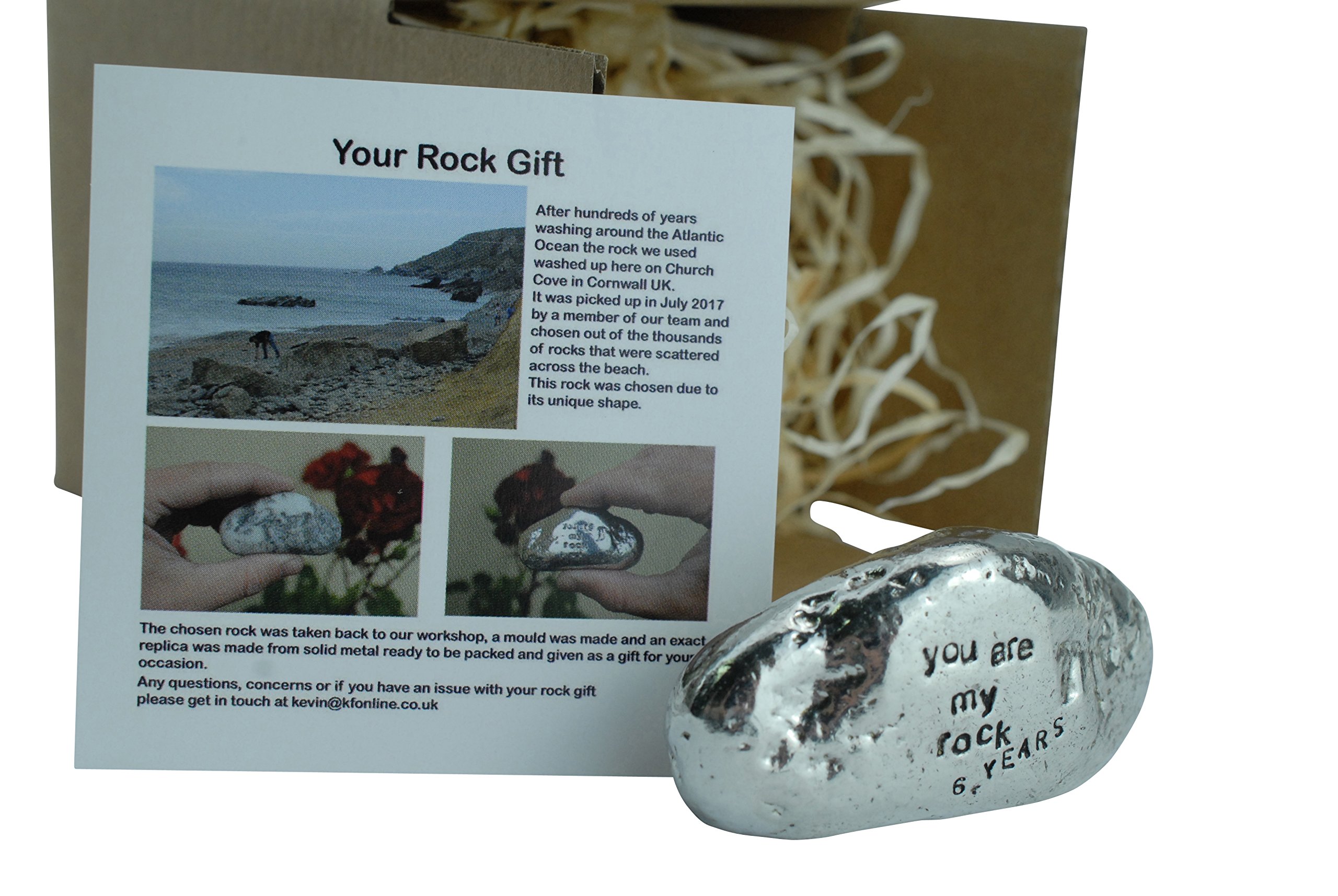 Pirantin 6th Anniversary You Are My Rock Gift Idea - Solid Metal Heavy Polished Rock Gift for 6 Year Anniversary