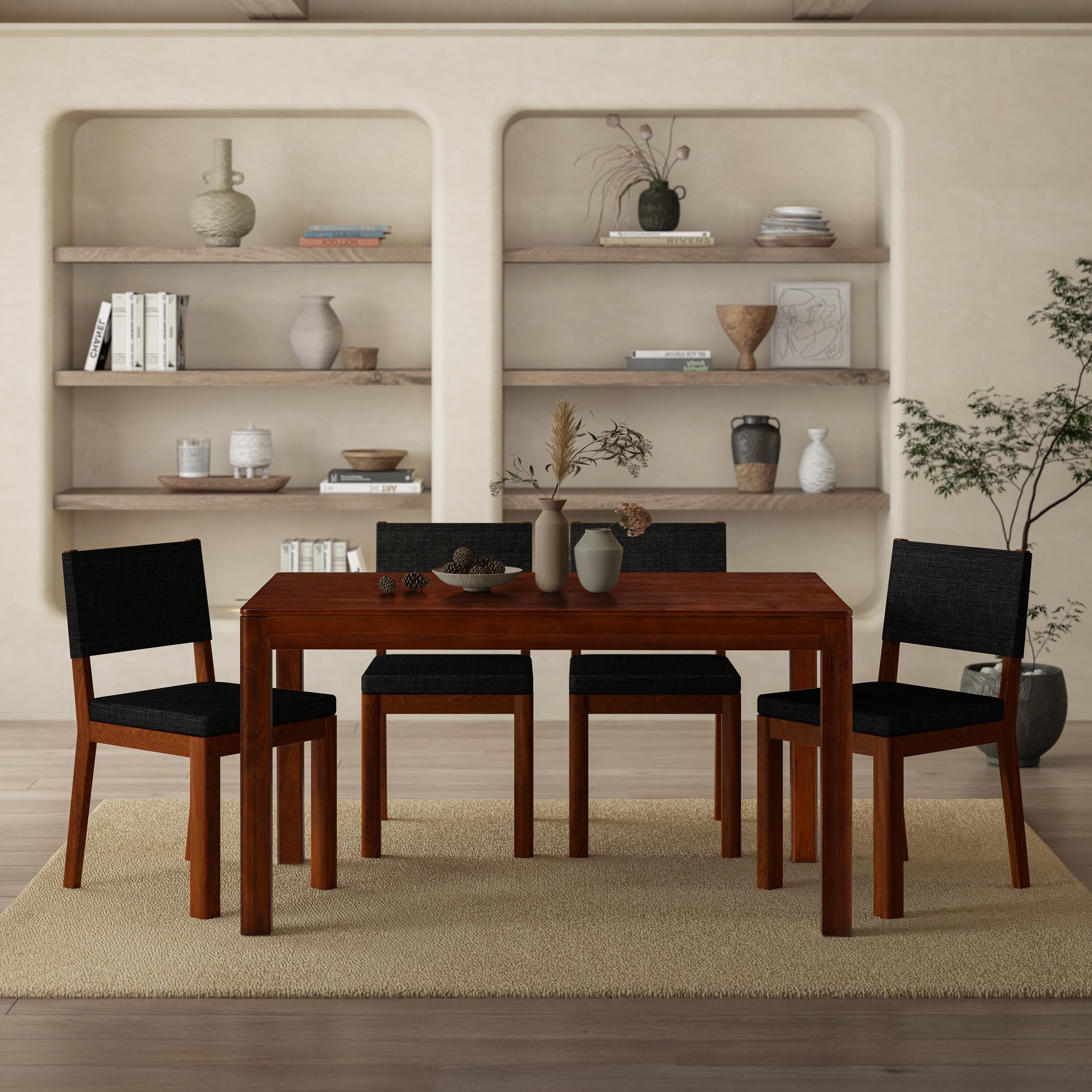 Photo 1 of NTC Flow 55 Inch Modern Design, Rectangular Dinner Table for Dining Room, Living Room Furniture, Effortless Assembly, Dark Walnut