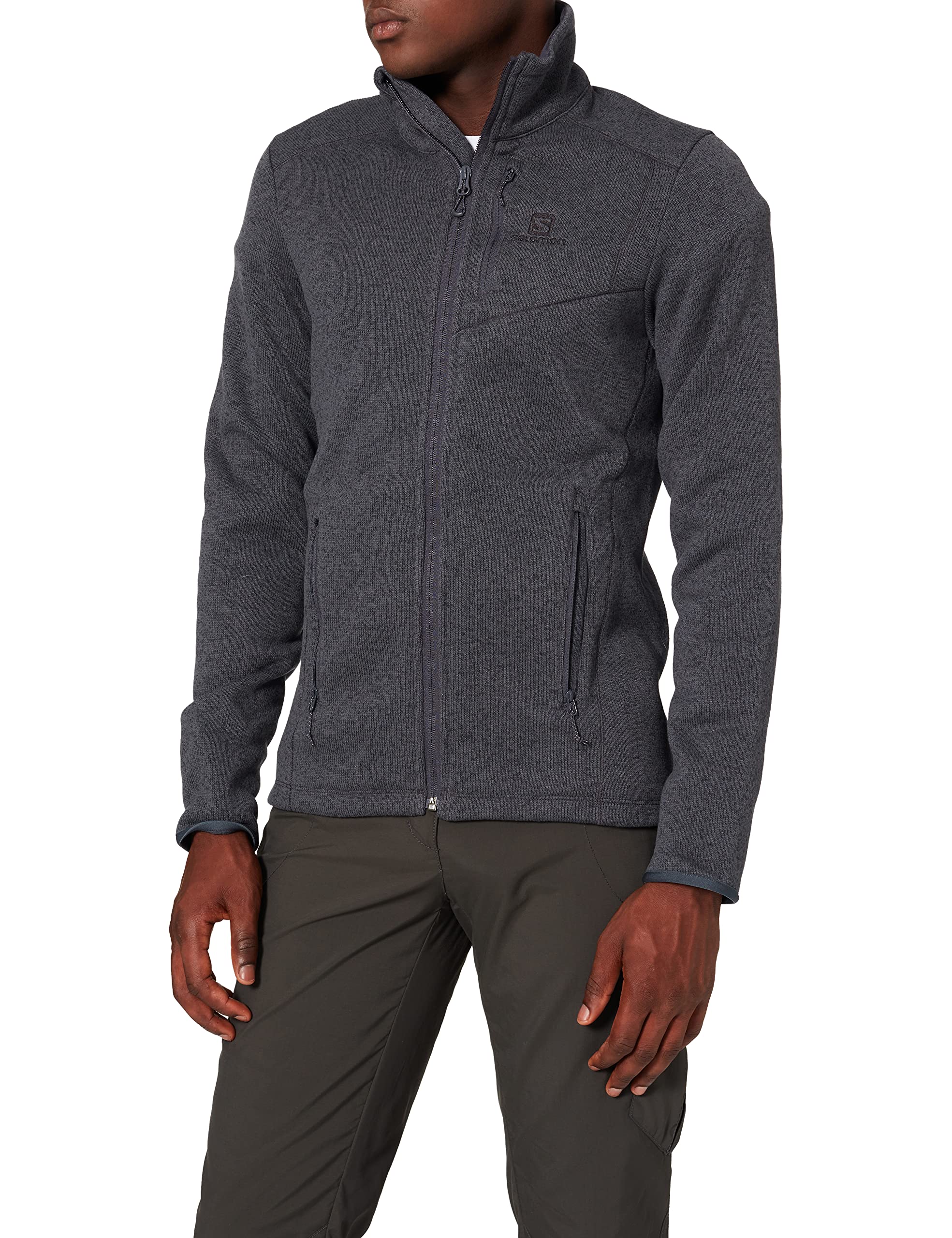 Salomon Men's Sports Jacket, BISE FZ M, Polyester, Grey (Ebony), Size M, LC1180700