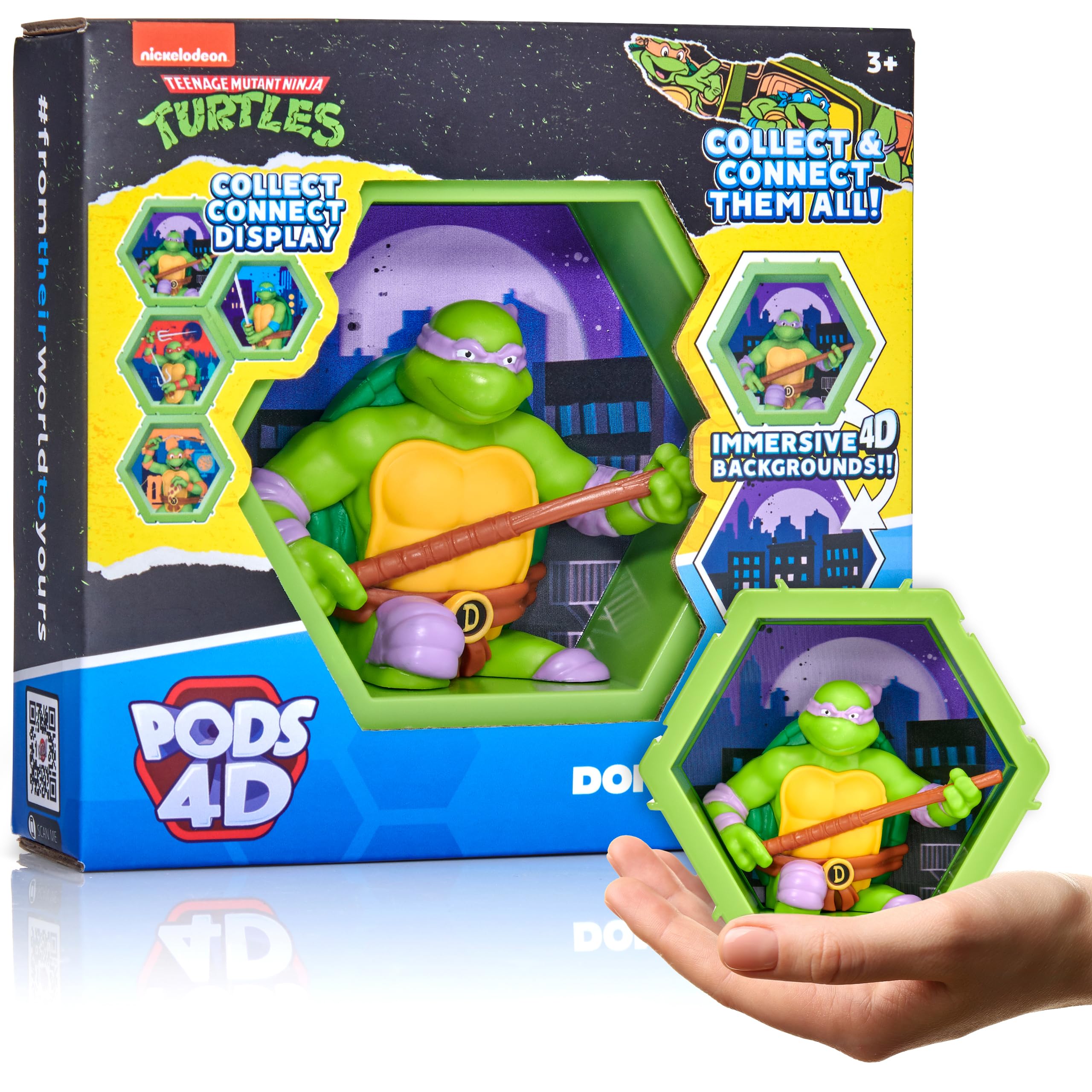 WOW! PODS - 4D Ninja Turtles Donatello, Unique Connectable Collectable Bobble-head figure that Bursts from their World into Yours, Wall or Shelf Display, Ninja Turtles Toys and Gifts, Series 1 no. 433