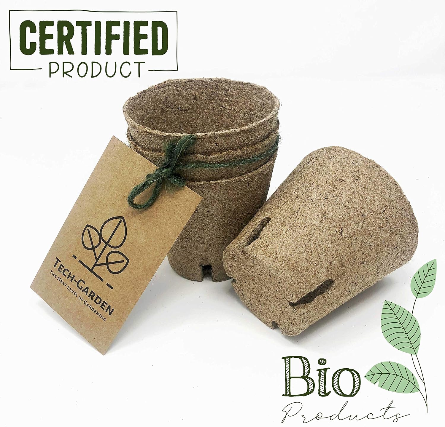 TechGarden 40 Pack Biodegradable Plant Pots with Jiffy Peat Plug