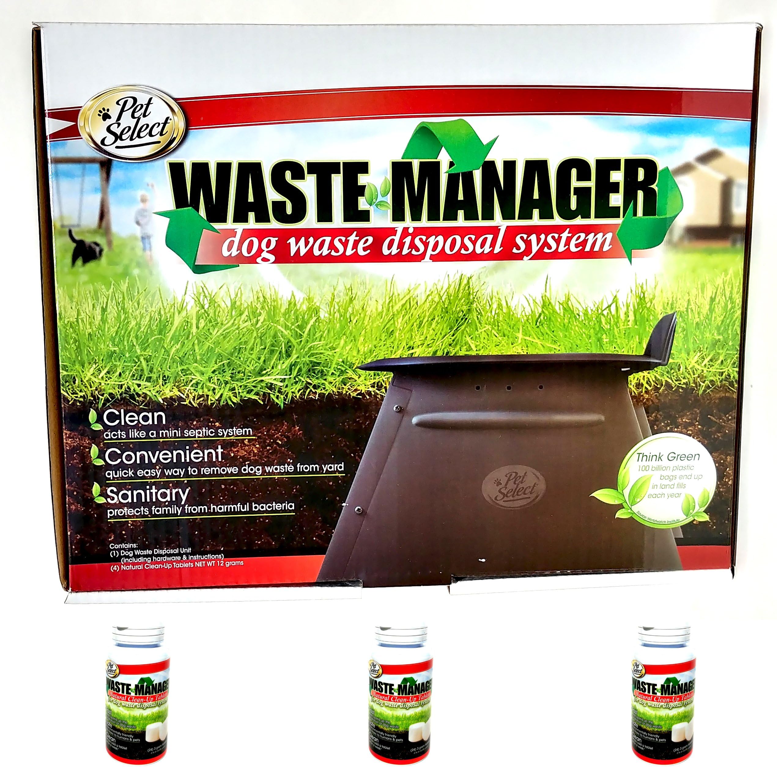 2B2H Essentials Dog Waste Green Disposal System Composting Enzymes Kit | Natural Dog Poop Septic Cleanup In-ground Bin | 1+ Yr Supply Tablets