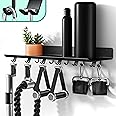 Crostice 1-Tier Floating Shelf Compatible with Tonal Accessories, Home Gym Storage Shelf, Gym Rack Wall Mount Organizer, Workout Metal Holder, T-Bracket Lock Adapters Hanger, US Patent Holding