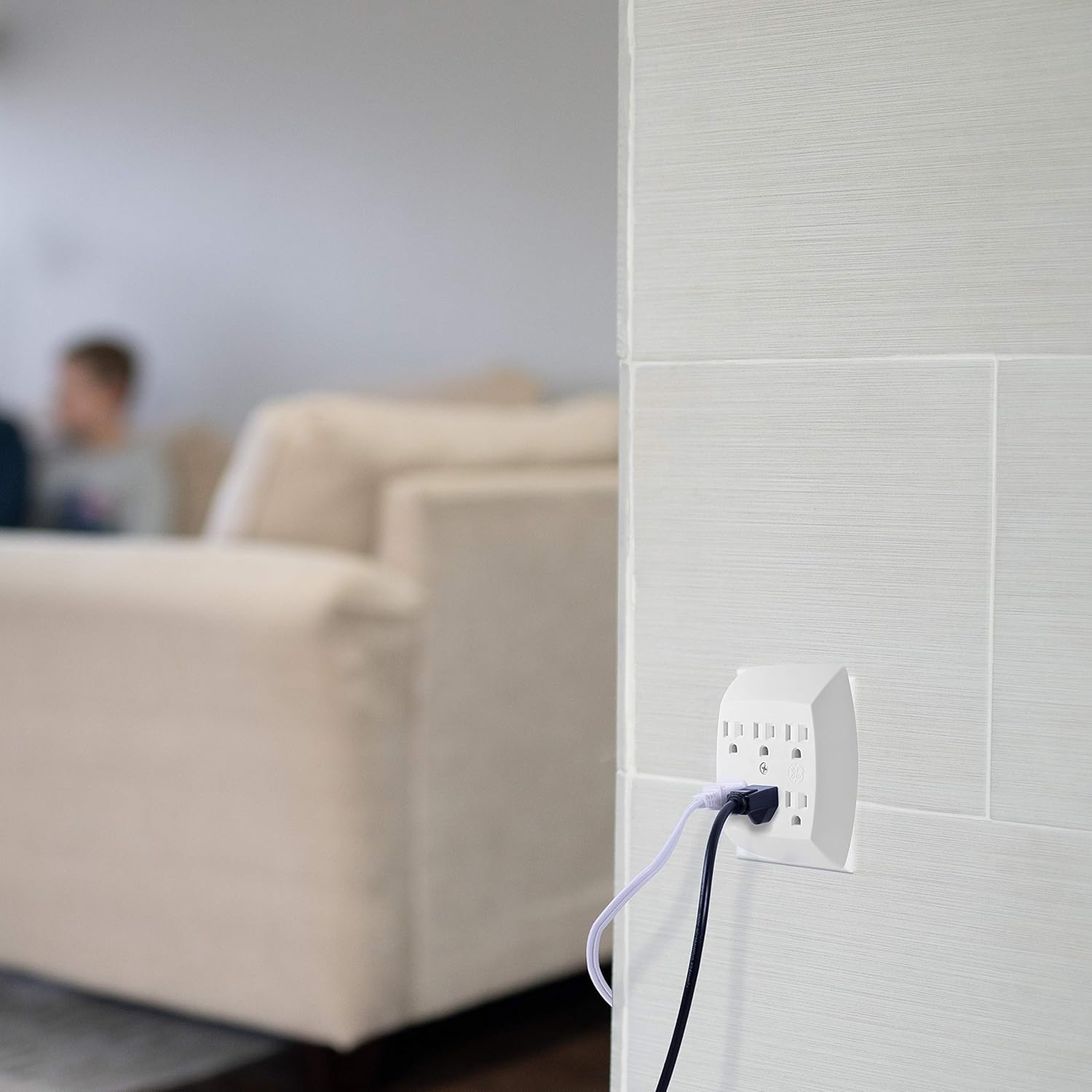 GE 6 Adapter, 2 Pack, 3 Prong Outlets, Grounded, Wall Charger, Charging Station, 46852, Standard | White - - 