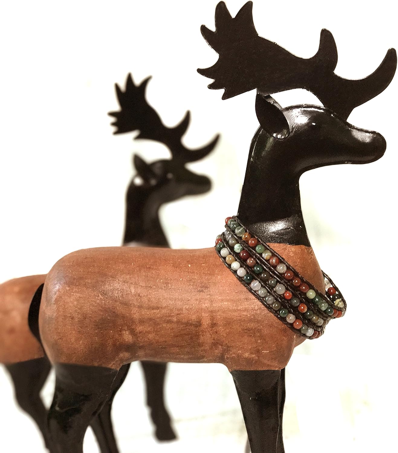 BLUEYES COLLECTION "Hot Mix Color India Agate Stainless Steel Snap Button Lock Genuine Leather Bracelet: Jewelry