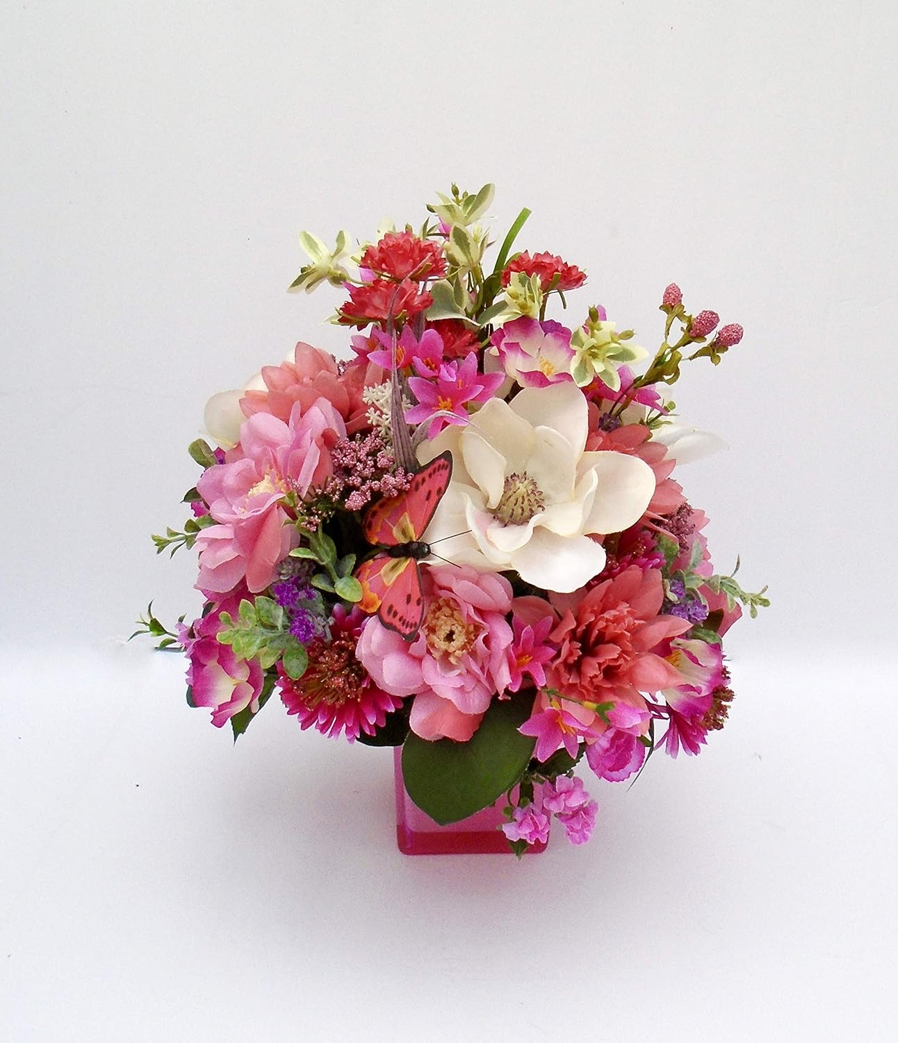 Beautiful Pink Silk Floral Arrangement Handmade