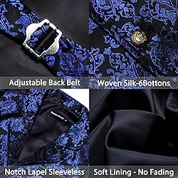 Barry.Wang Royal Blue Black Victorian Vest Loki Men