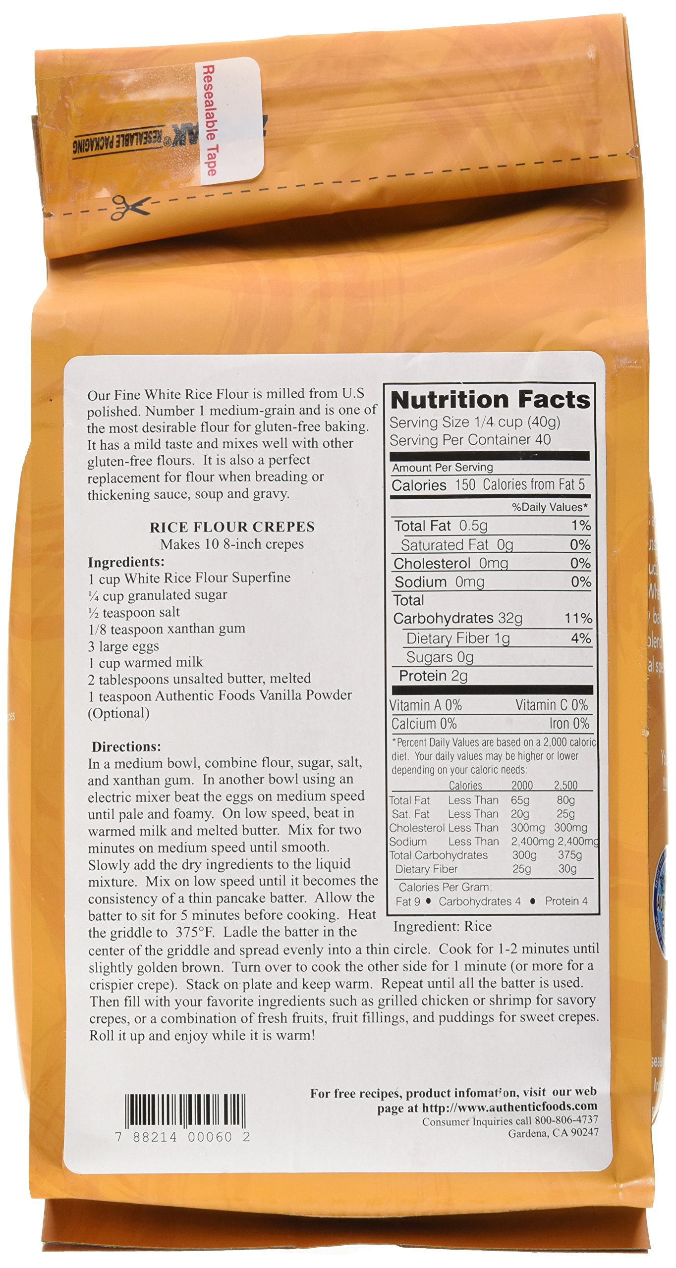 Authentic Foods Superfine White Rice Flour 3lb Buy Online in United