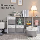 Mangata Cube Storage Boxes 30x30x30cm Grey White 3 Pack Fabric Collapsible view 2