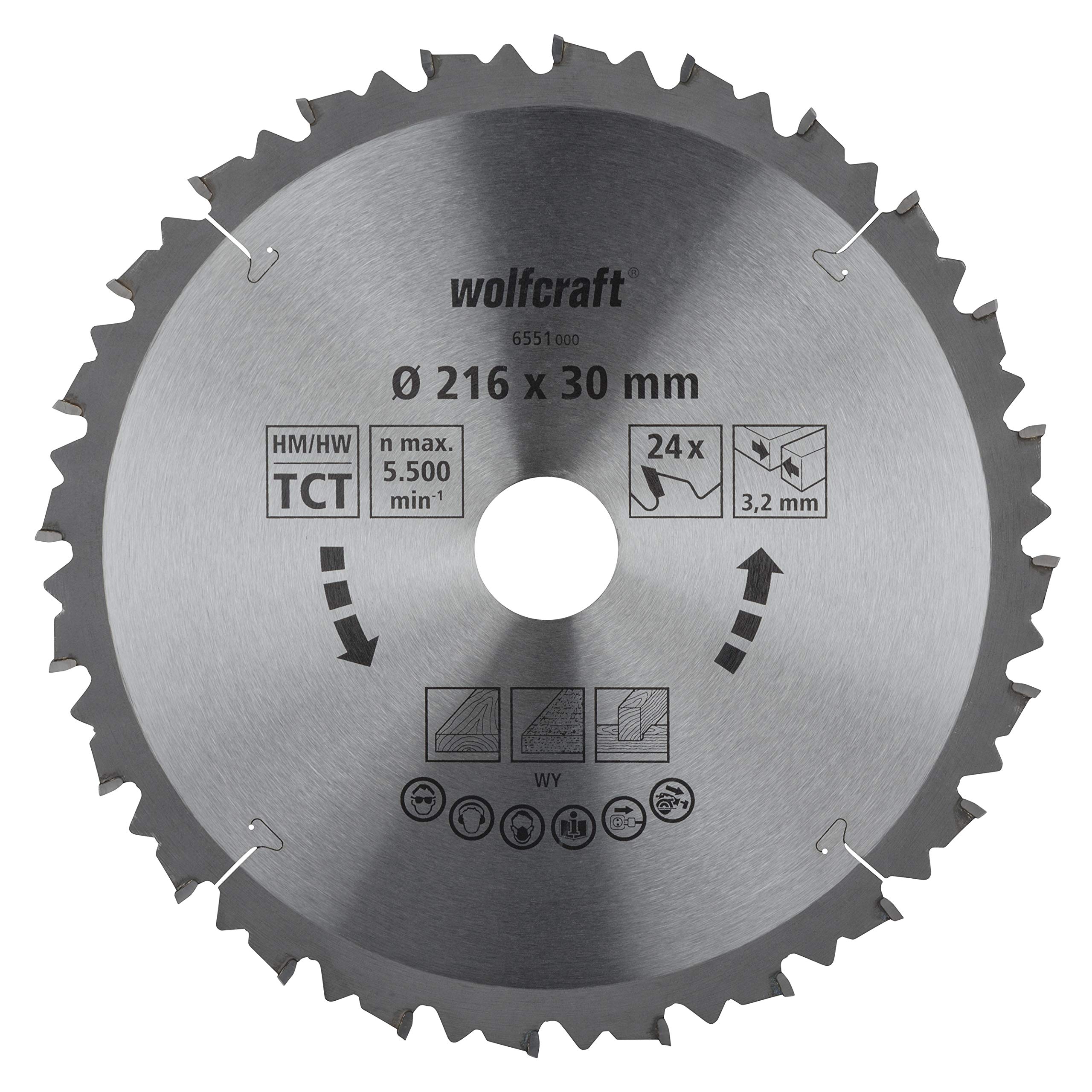 wolfcraft TC Cross and Mitre Cut Saw Blade, brown series I 6551000 I Fast, rough cuts