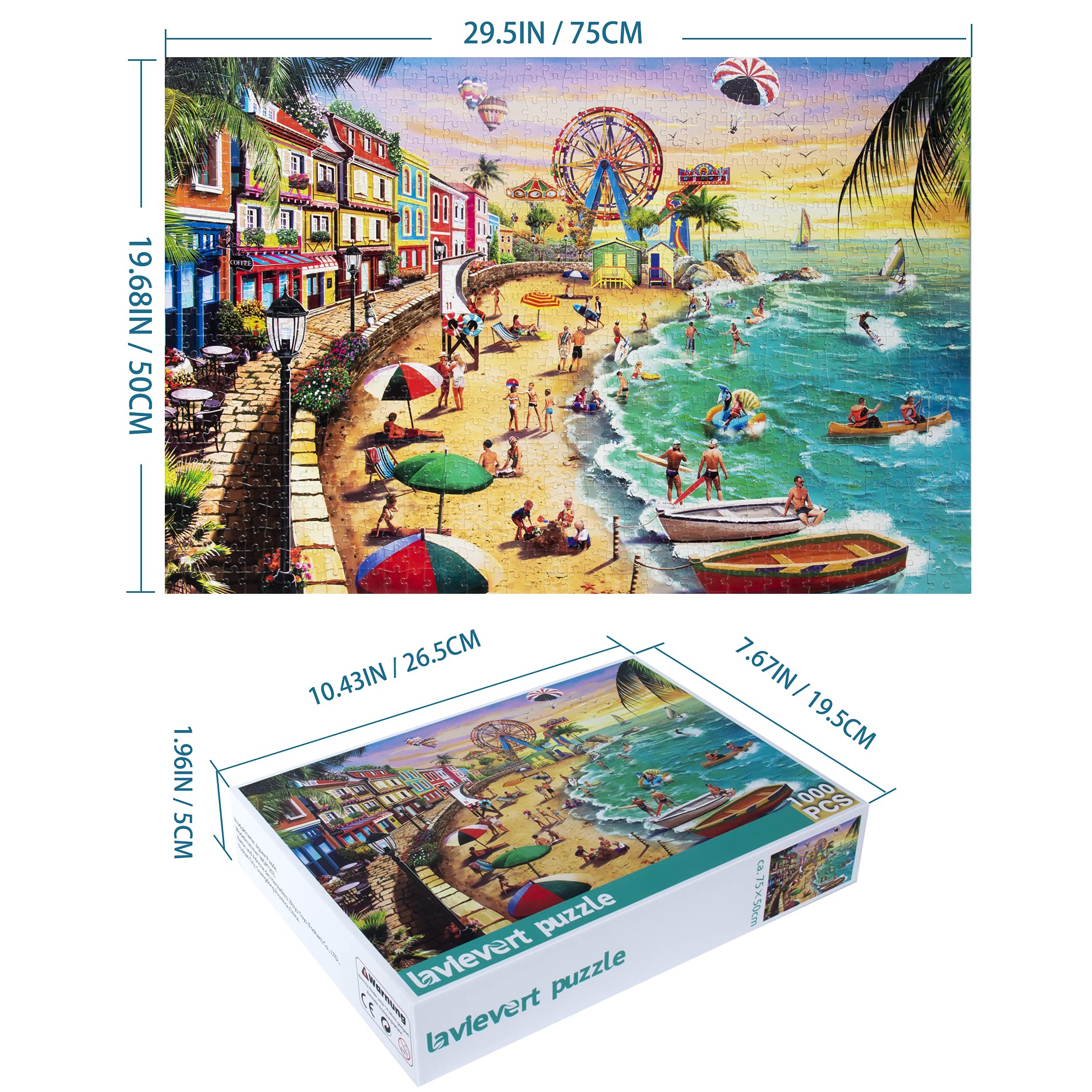 Lavievert Jigsaw Puzzle 1000 Piece Puzzle for Adults - Beach, Happy Vacation