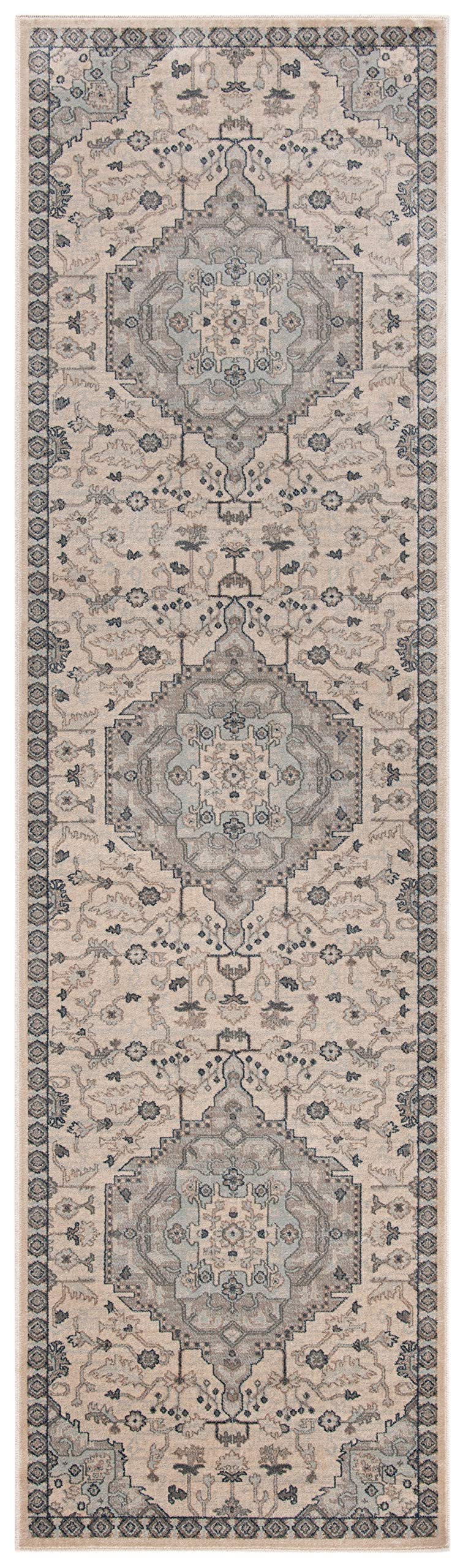 Safavieh Traditional Indoor Woven Runner Area Rug, Vintage Collection, VTG871, in Slate / Cream, 66 X 244 cm for Living Room, Bedroom or Any Indoor Space