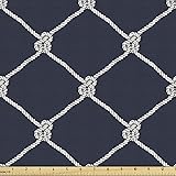 Ambesonne Navy Blue Fabric by The Yard, Navy Sea