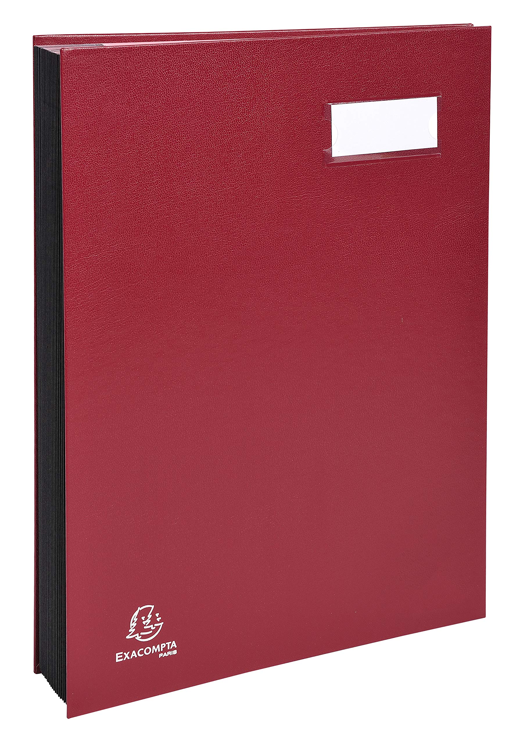 Exacompta - Ref. 22180E - 1 executive signature - canvas gusseted back - label holder - plastic cover - 18 pink card compartments with 3 perforations - 24x32 cm - random colours