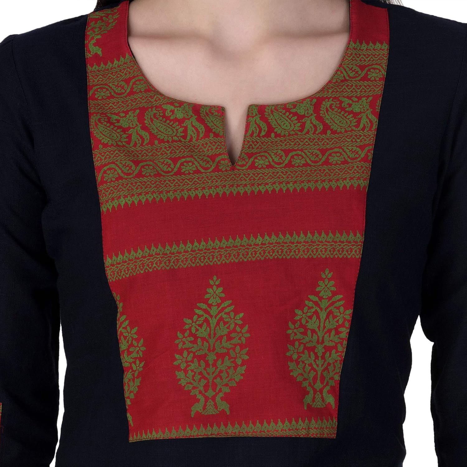 gmi women's cotton slub 3/4 sleeves straight kurti