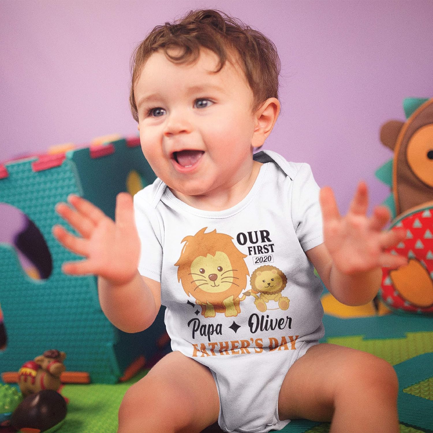 Download Personalized Matching Our First Father S Day T Shirt Onesie Gift For Best Dad Papa Grandpa Ever Funny Customize Baby Bodysuits Shirt Gifts For Doughter And Son Daddy And Baby Wolf