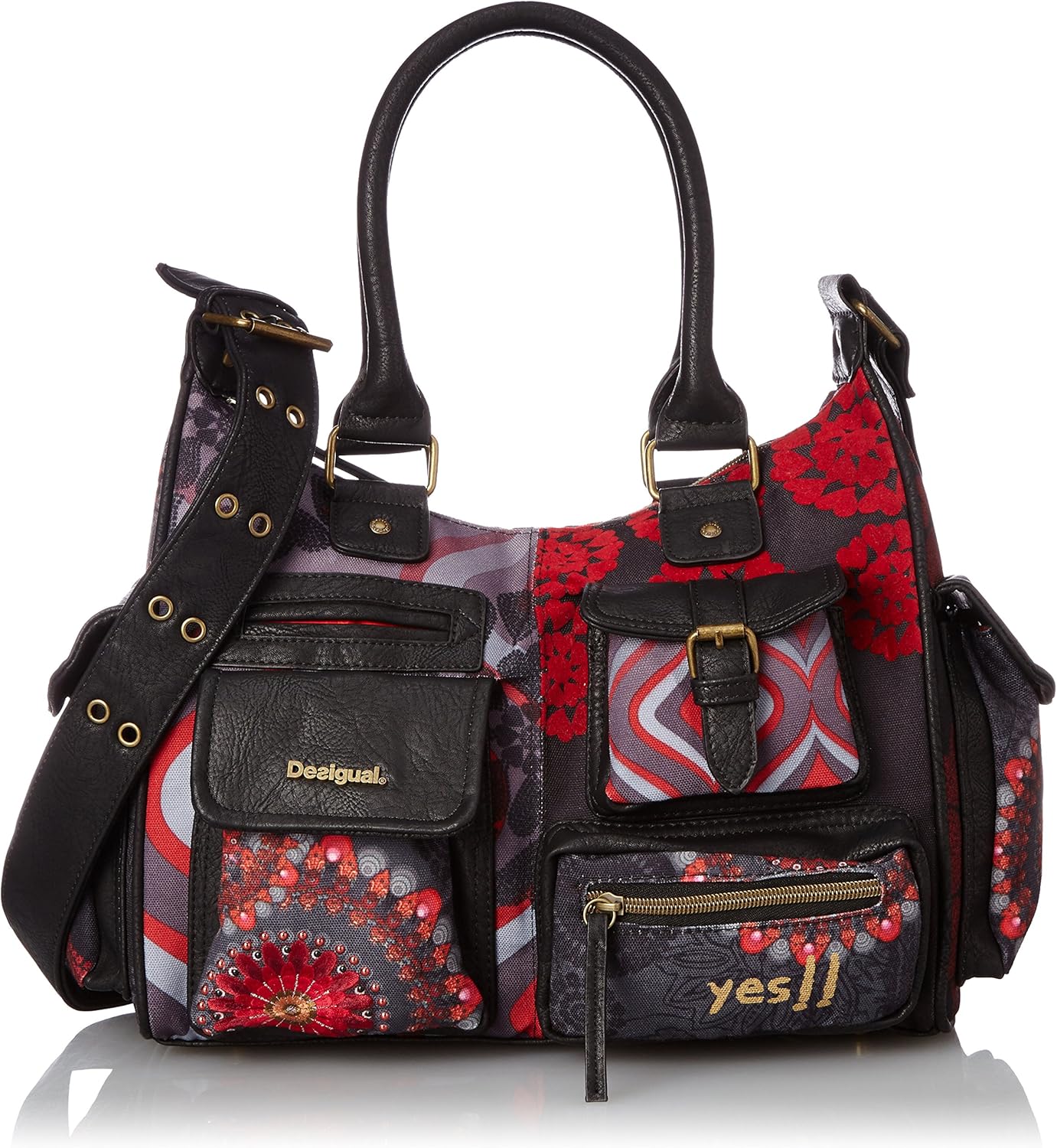 Desigual Womens Bols_London Medium New Red CrossBody Bag Carmin