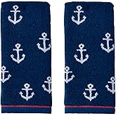 SKL Home Anchor Hand Towel 2pc Set for Bath/Kitchen/Bar & Gift, Navy