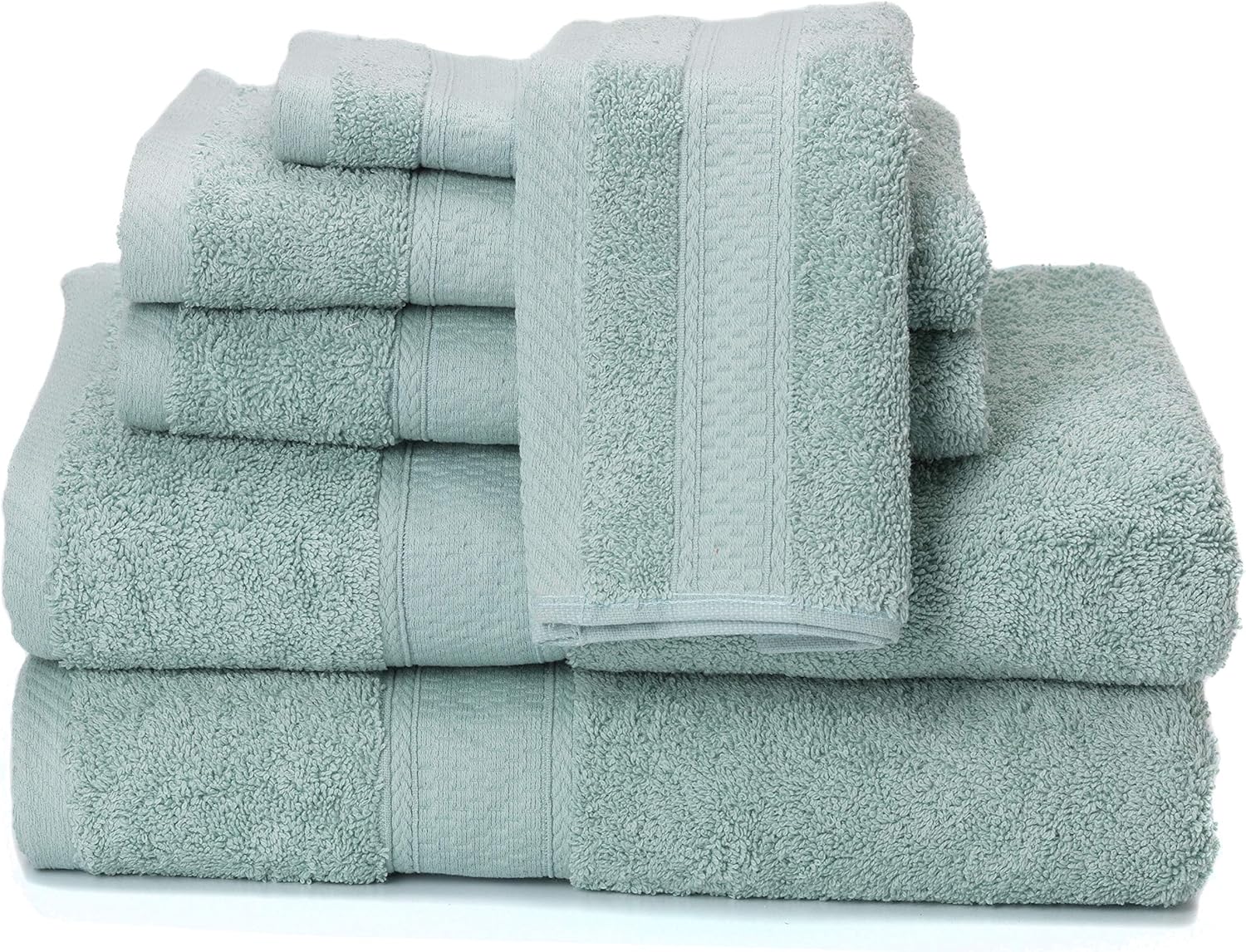 Premium Bamboo Cotton 6-Piece Towel Set (2 Bath Towels, 2 Hand Towels and 2 Washcloths) - Natural, Ultra Absorbent and Eco-Friendly (Duck Egg): Kitchen & Dining