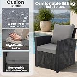 EVRE Roma 4 Seater Rattan Garden Set with Glass Table Black view 4