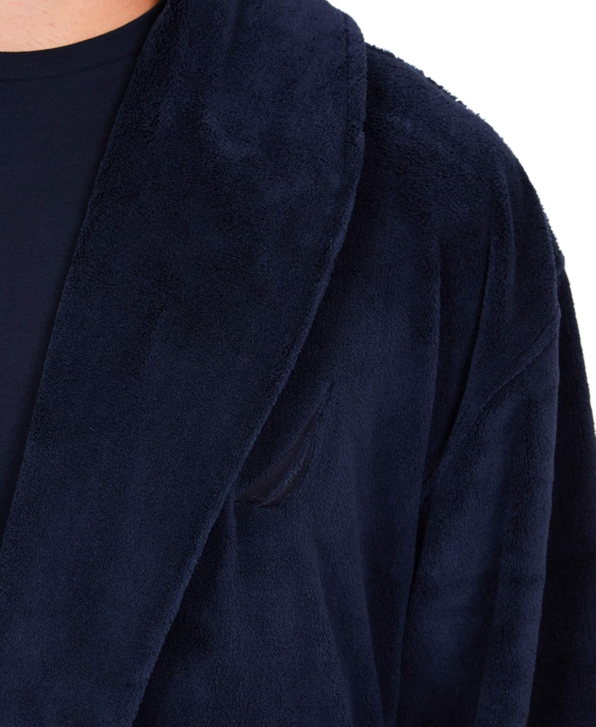 Nautica Men's Long Sleeve Cozy Soft Plush Shawl Collar Robe, Navy, One Size at  Men’s Clothing store