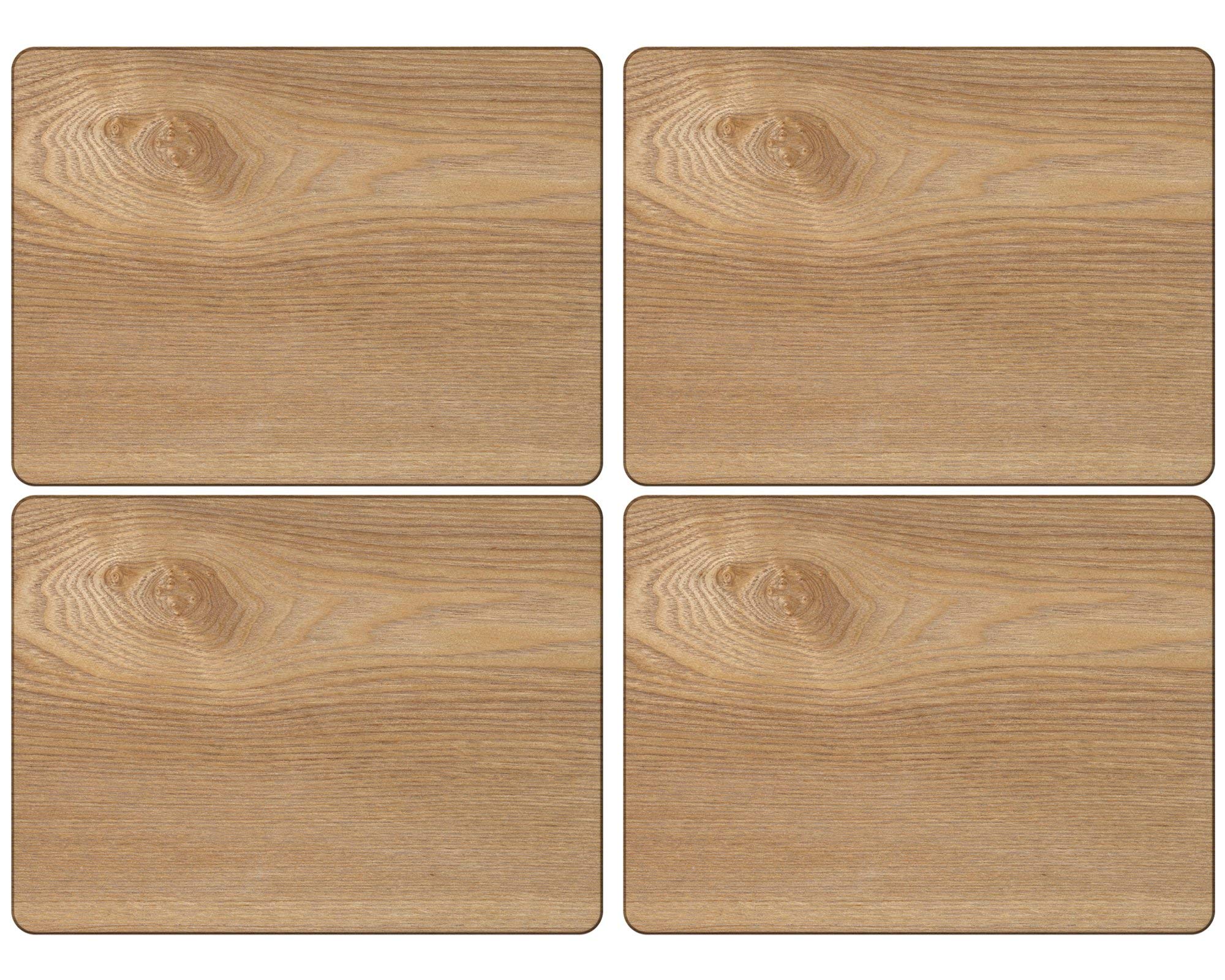 Creative Tops Oak Veneer Placemats – Set of 4, Durable Wooden Table Mats with Natural Wood Grain, Heat Resistant and Easy to Clean, 29 x 21.5 cm