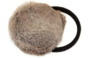 surell Rabbit Fur Women’s Earmuff with Velvet Band - Furry Ear Warmer - Thick Plush Outdoor Headwear for Cold Weather