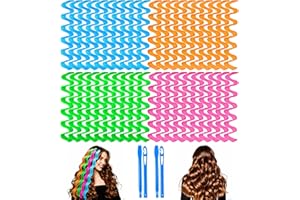 YEVYO 42 Pieces Heatless Waves Hair Curler, No Heat Damage Wavy Hair Curlers with 2 Sets of Styling Hooks, Heatless Curls for Women Girls Long Medium Short Hair(4 Colors,55cm/ 21.65")