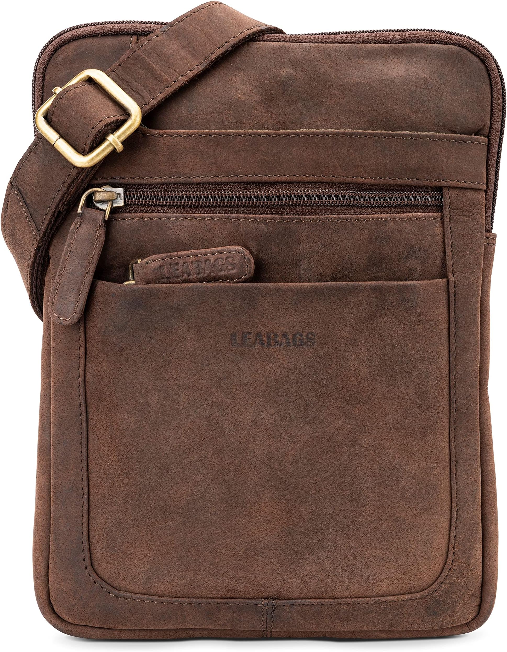 LEABAGSDetroit Leather Shoulder Bag I Small genuine buffalo leather shoulder bag with vintage look I Messenger Bag I Office Bag I Business Bag I Men's Handbag I 21x26x2 cm