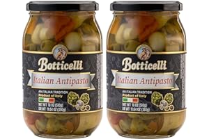 Botticelli Premium Italian Antipasto in a Jar - Authentic Italian Antipasto with Artichoke, Olives & Mushroom - For Antipasto Appetizer, Antipasto Salad & Antipasto Plates - (18oz) (2)
