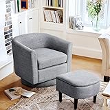 COLAMY Upholstered Swivel Barrel Accent Chair with