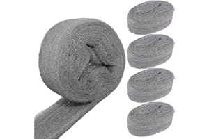 YOGHAVRS Steel Wool Mice Control 3 inches x 13 feet Stainless Steel Wool 0000 Mesh Fabric Wall Hole Filler Fine Steel Wool 000 Steel Wool (#0000, 4)
