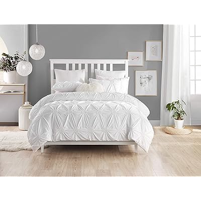 Buy Swift Home Premium Romantic Bedding Set Collection 3 Piece Ruched Pinch Pleat Rosette Floral Pintuck Duvet Cover Sham Set King Cal King White Online In Kuwait B07y5q338t