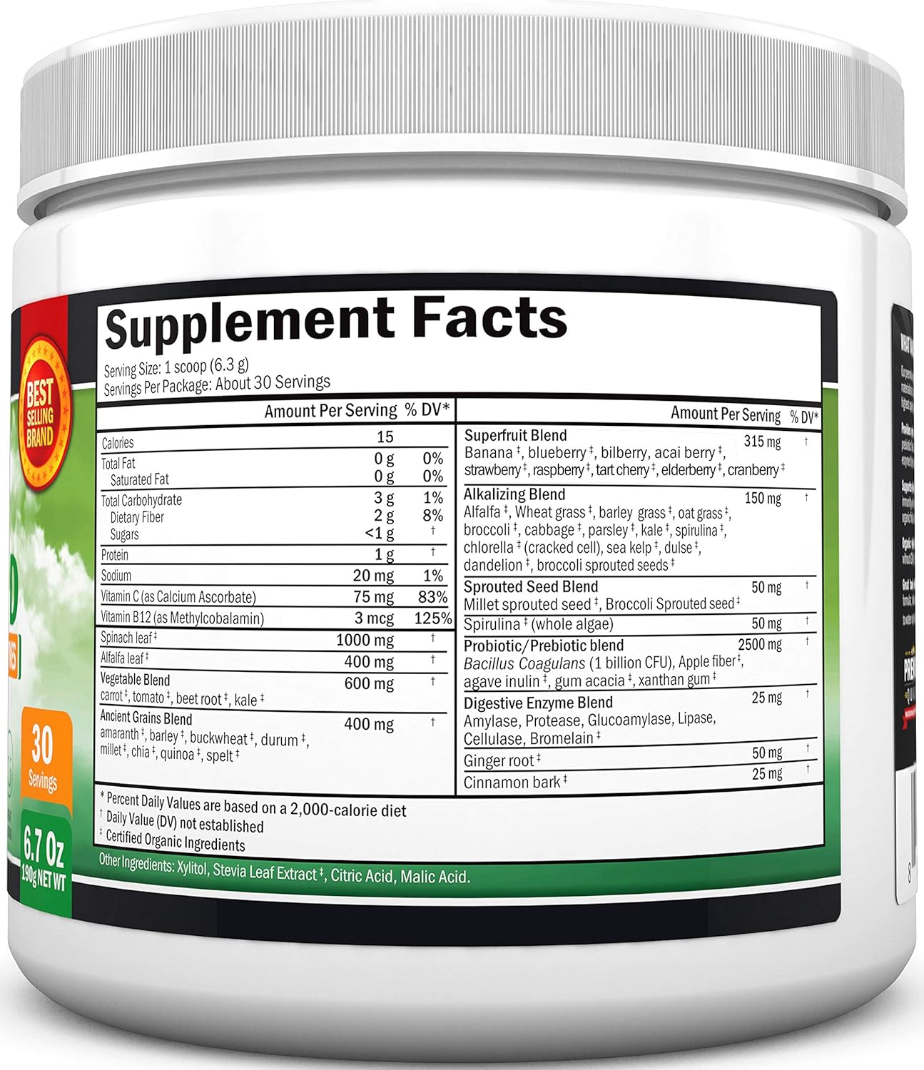 Super Greens Powder - Dr. Approved Formula with 45+ Organic Green Superfoods - Alfalfa, Bilberry, Spirulina, Chlorella & More - Keto Friendly Vegan Supplement - 3 Servings of Veggies per Scoop: Health & Personal Care