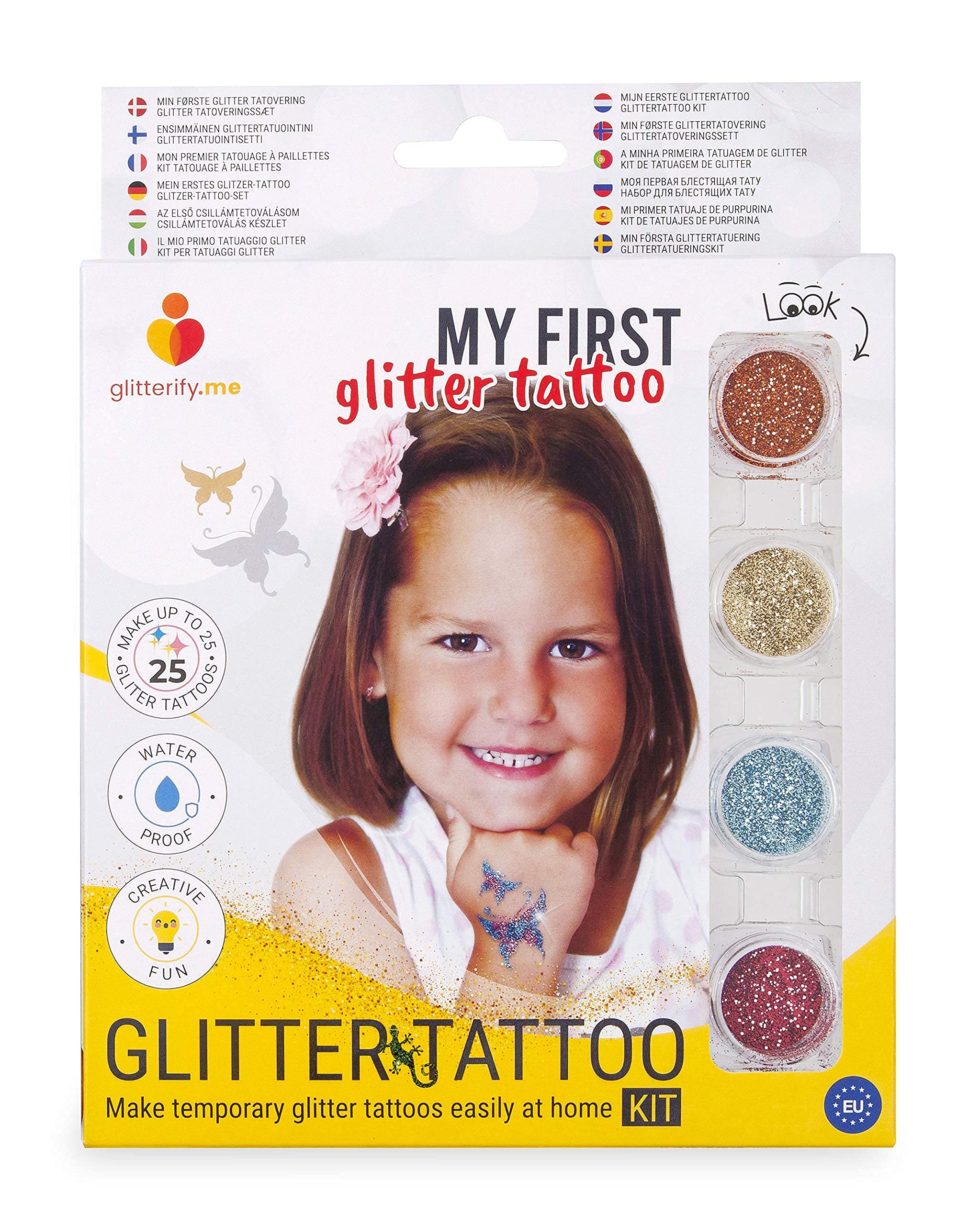 My First Glitter Tattoo – Glitter Tattoo kit for Girls, Kids – Cosmetic-Grade, Made in The EU