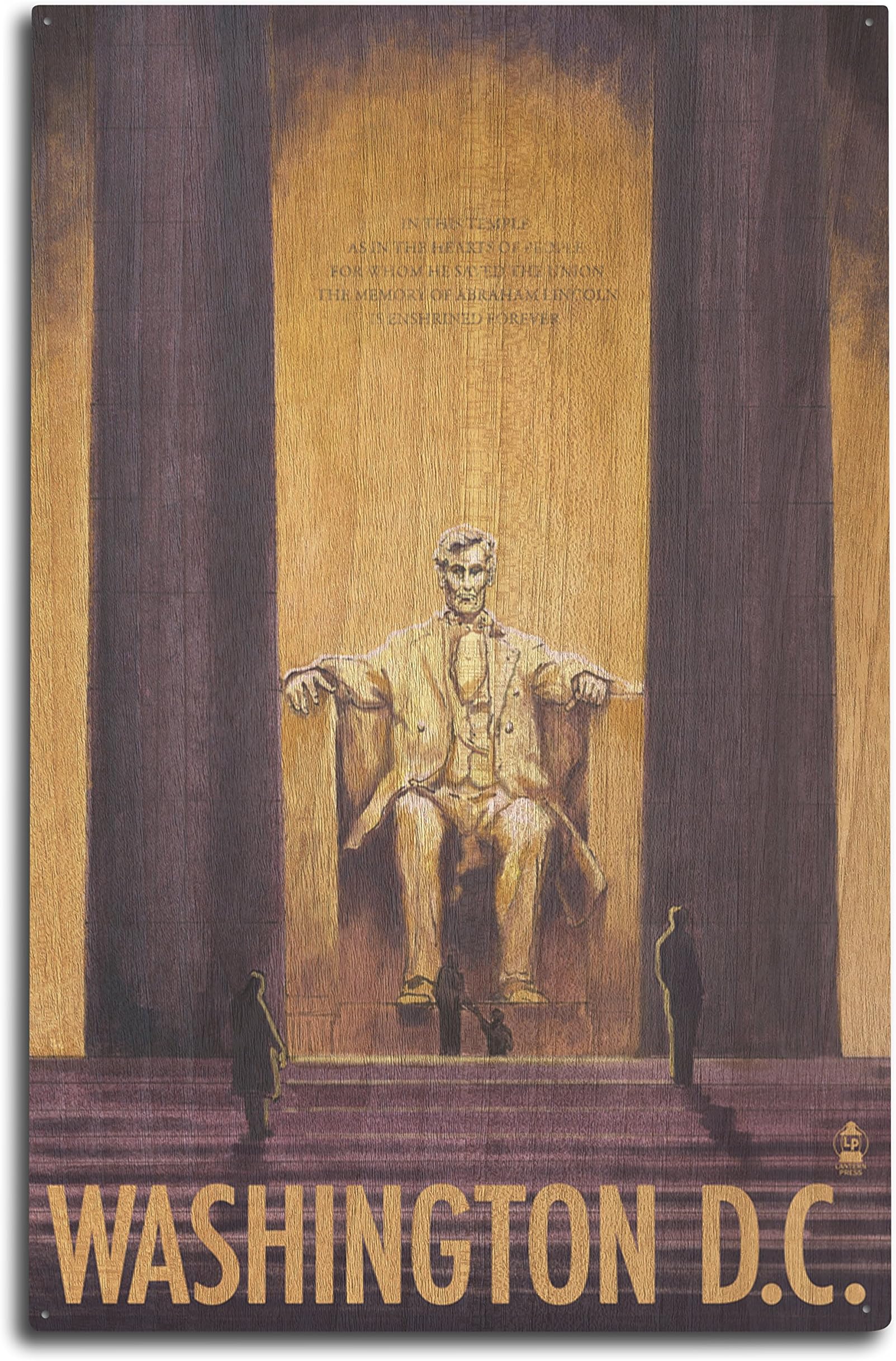 Lantern Press Washington DC - Lincoln Memorial (10x15 Wood Wall Sign, Wall Decor Ready to Hang)