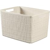 CURVER Jute Basket 100% Recycled Plastic Rectangular, White, L: 20 L