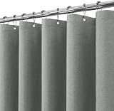 Linen Shower Curtain Grey 152 x 214cm with Metal Hooks