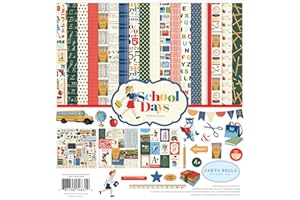 Carta Bella Paper Company School Days Collection Kit paper, navy, red, yellow, green, 12-x-12-Inch