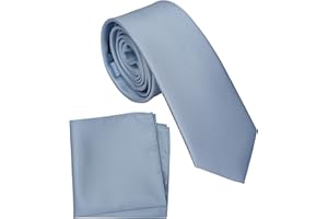 ZENXUS Boy's Solid Tie with Pocket Square Set, Regular Necktie for Children and Kids, Self-Tied
