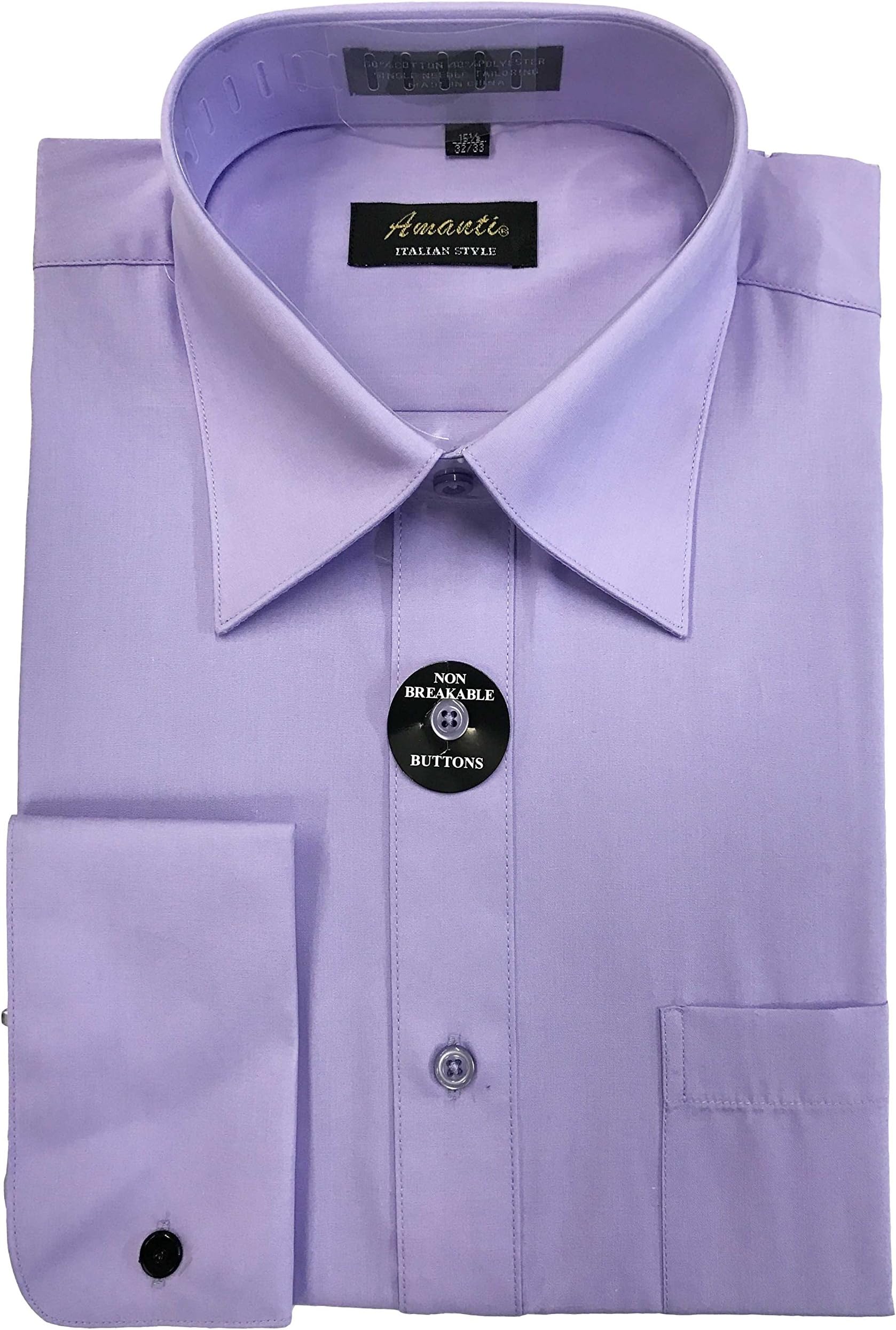 AmantiNew Mens French Cuff Spread Collar Dress Shirt Cotton Blend