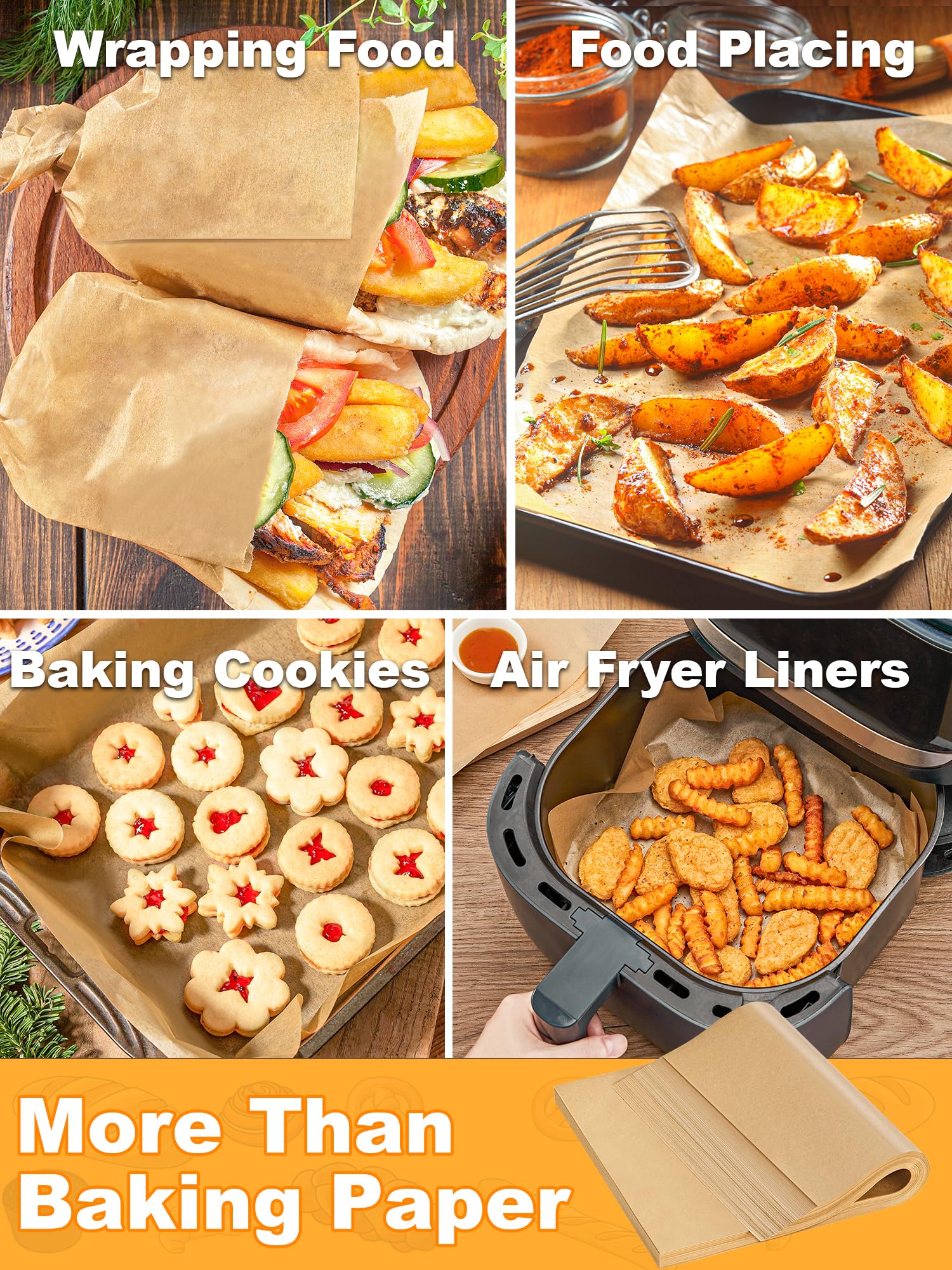 SMARTAKE 300 Pcs Parchment Paper Baking Sheets, 12x16 Inches NonStick