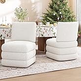 Lessmore Modern Dining Chairs, Upholstered Sherpa Dining Chairs Vanity Chair with High Back, Boucle Dining Room Chairs Accent